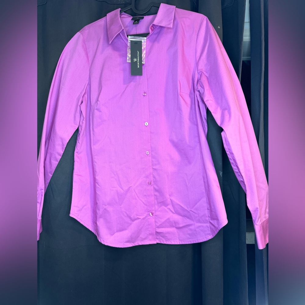 Dressy Honolulu Purple BRAND NEW Worthington Size 10 button up shirt